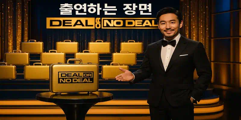 에볼루션 딜 오어 노딜 게임 스튜디오 메인 화면, 16개 황금 상자와 전문 호스트가 있는 라이브 게임쇼